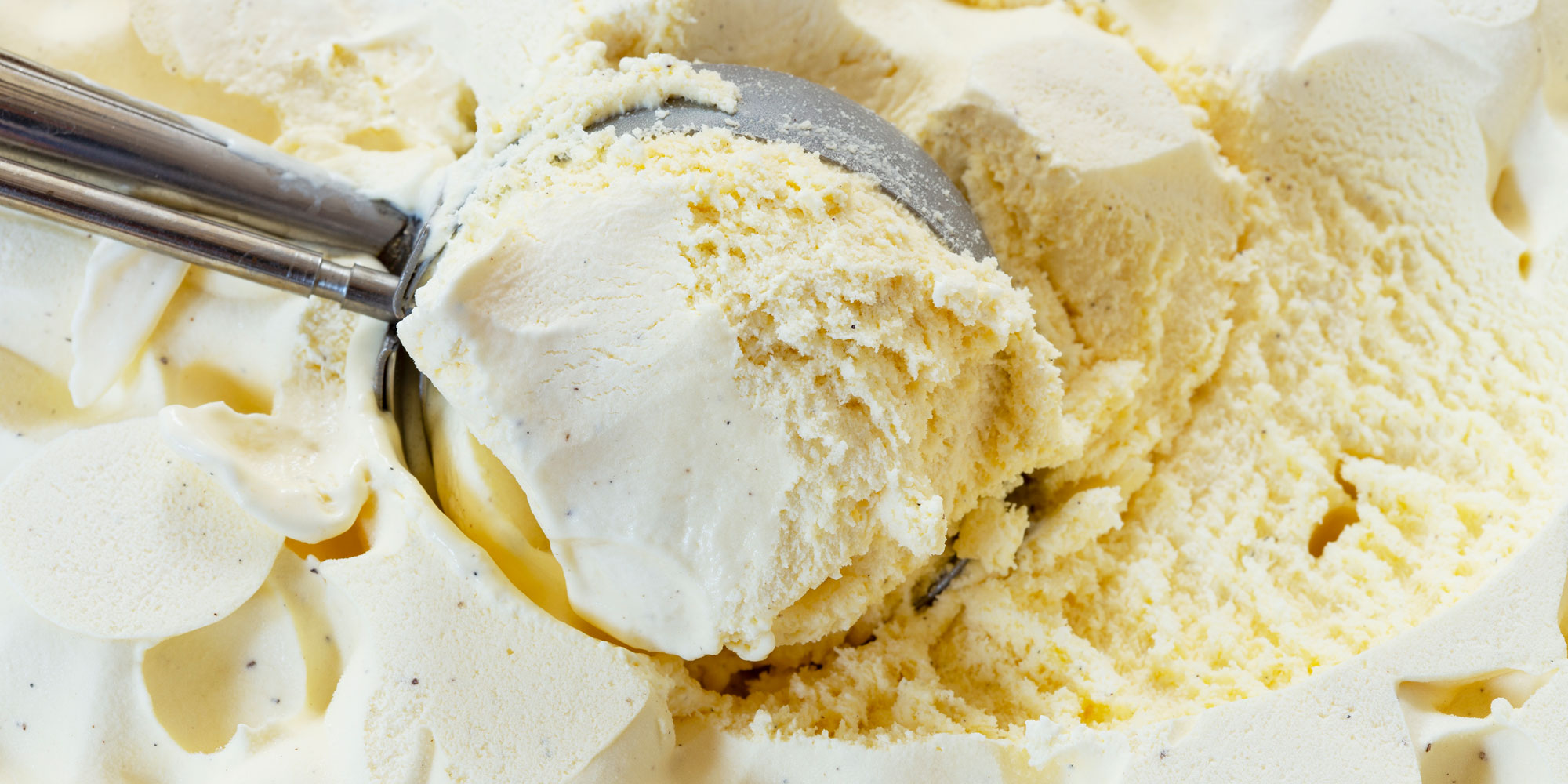 Close up of scoop of vanilla ice cream