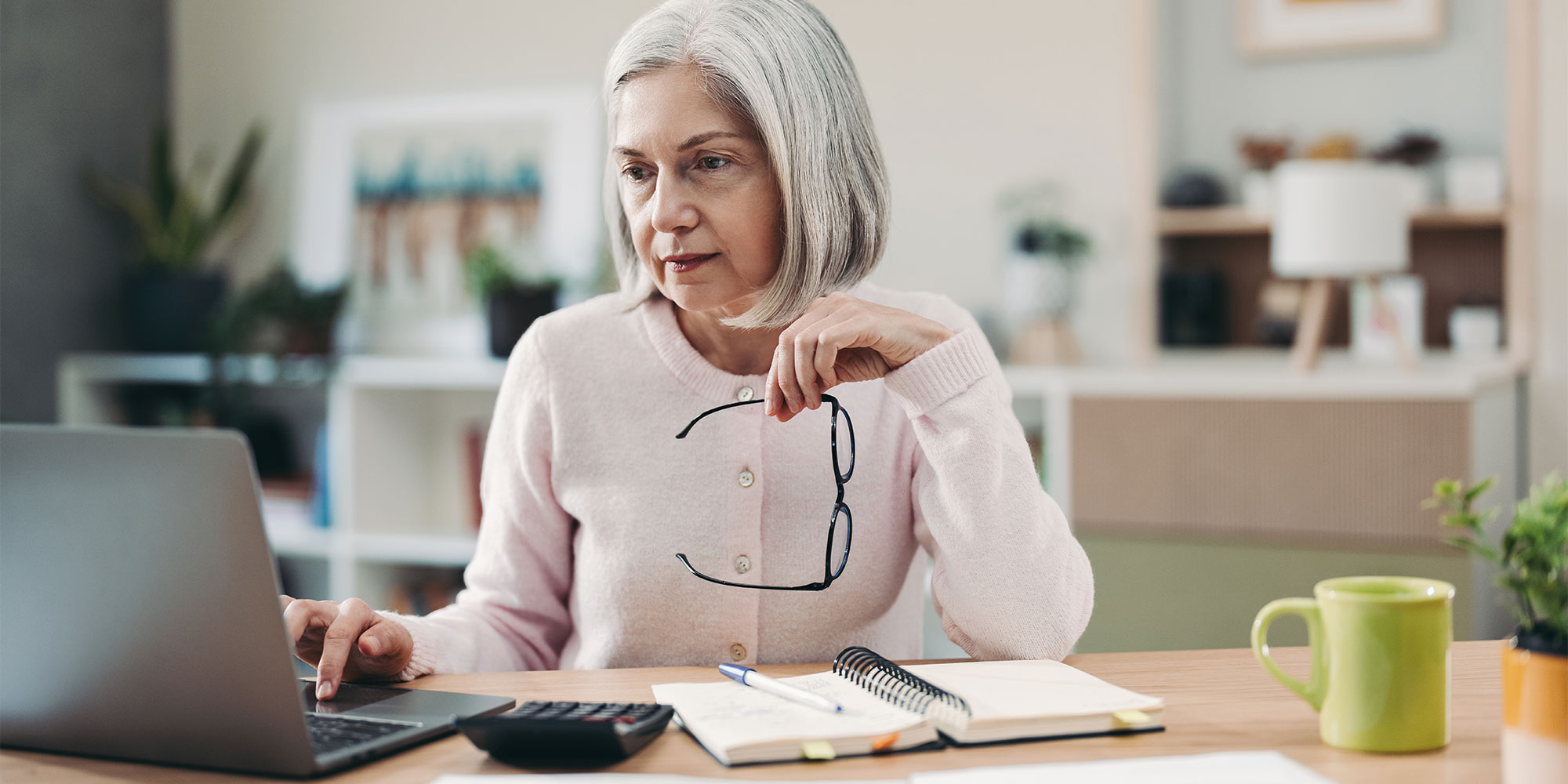 Woman calculating costs