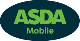 Asda Mobile logo with green text on black background