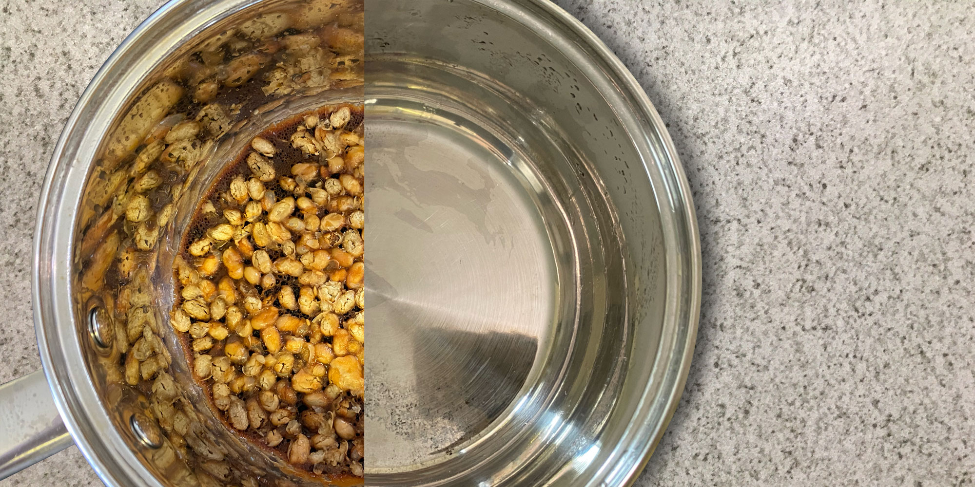 Saucepan with burnt beans