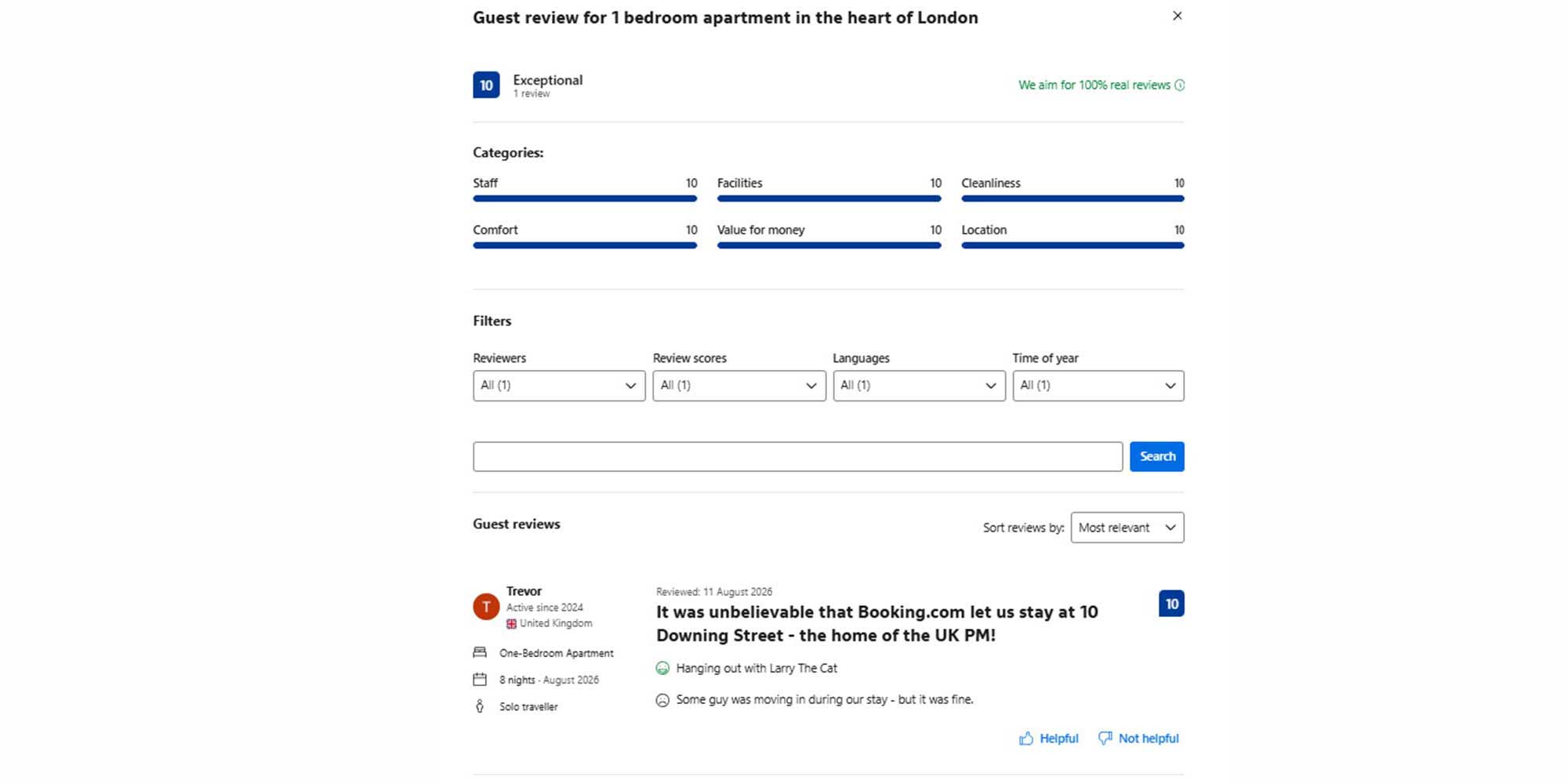 fake review on booking.com