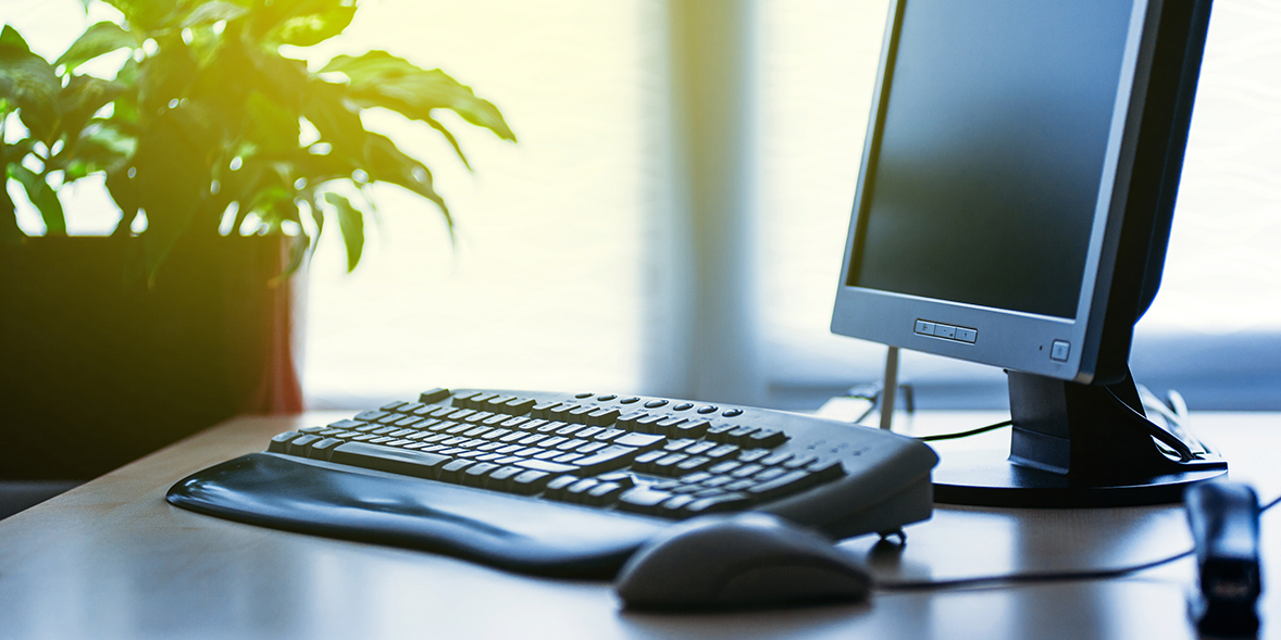 Desktop PC, keyboard and mouse