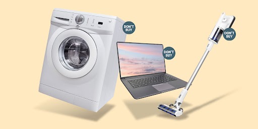 A Don't Buy vacuum, washer, and laptop