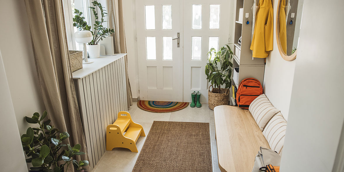 Hallway with storage bench