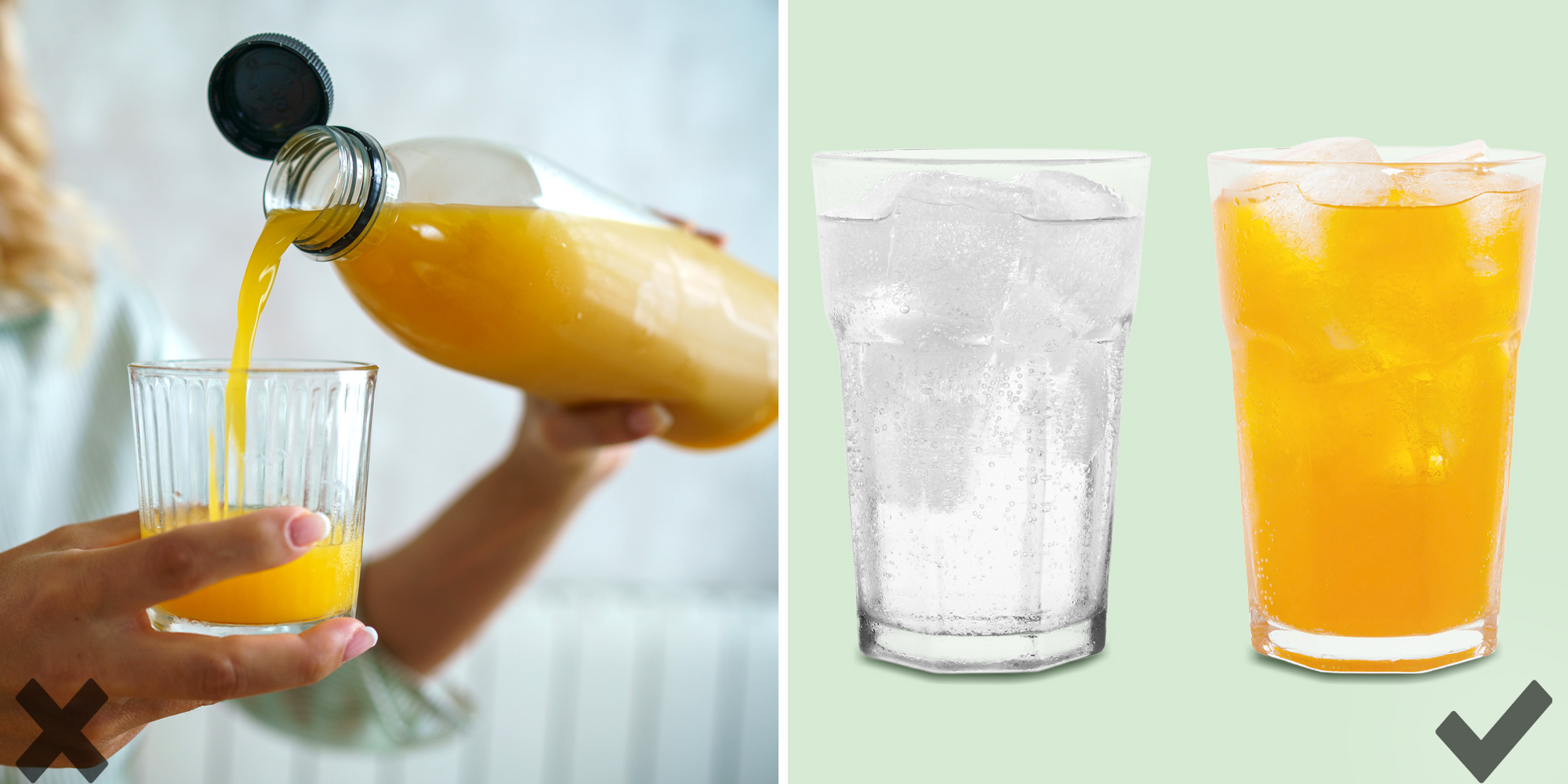 Fruit juice on its own, vs fruit juice diluted with sparkling water