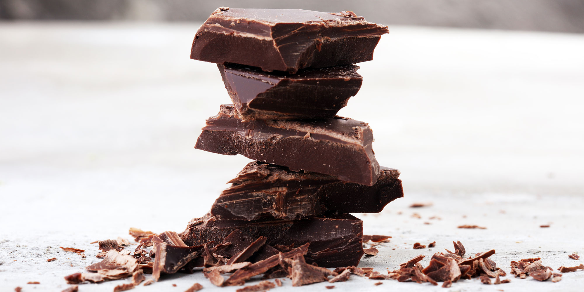 Stack of dark chocolate chunks 