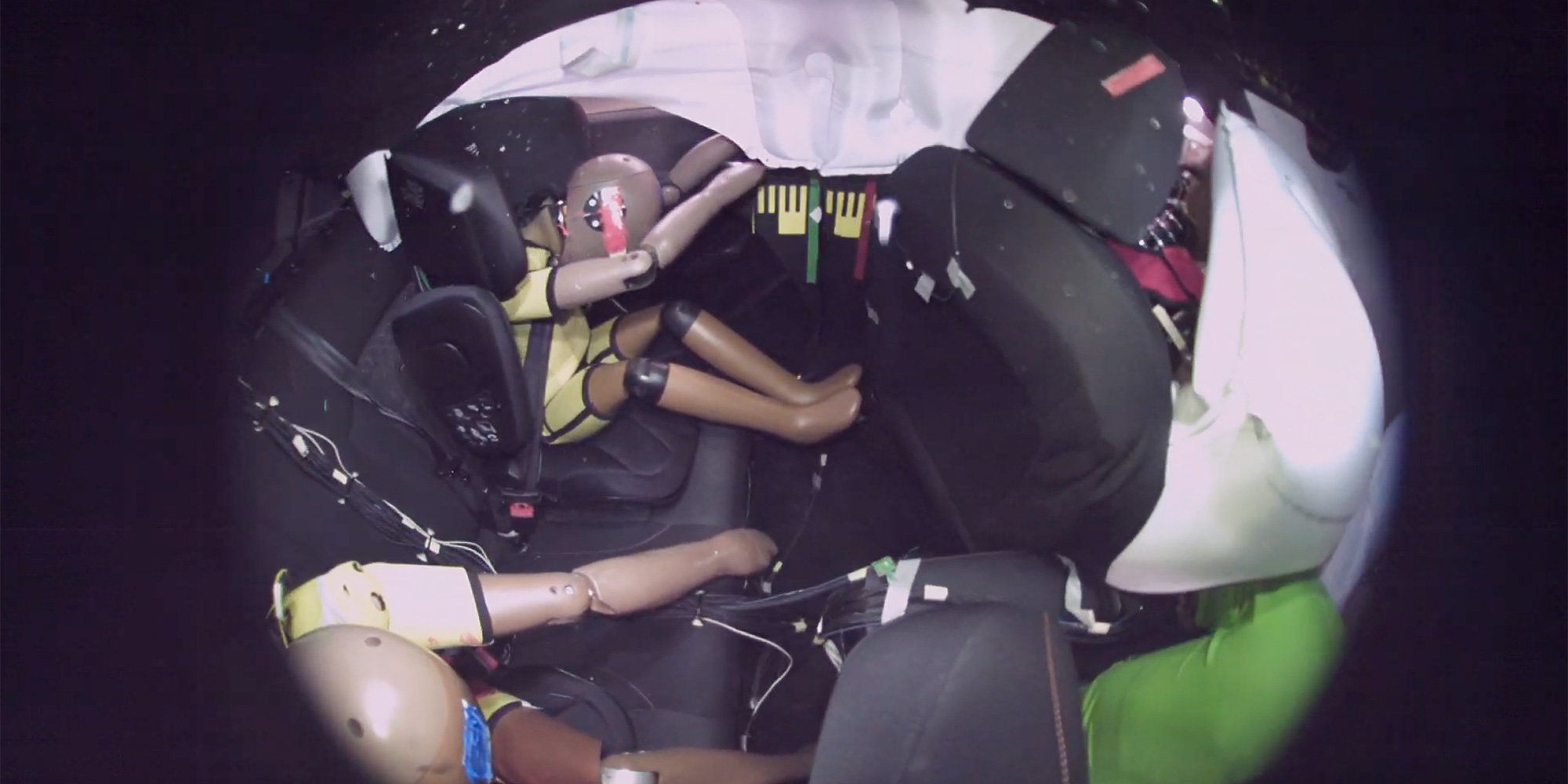 The driver's seat of the MG 3, which has detached from its latching during its Euro NCAP crash test.