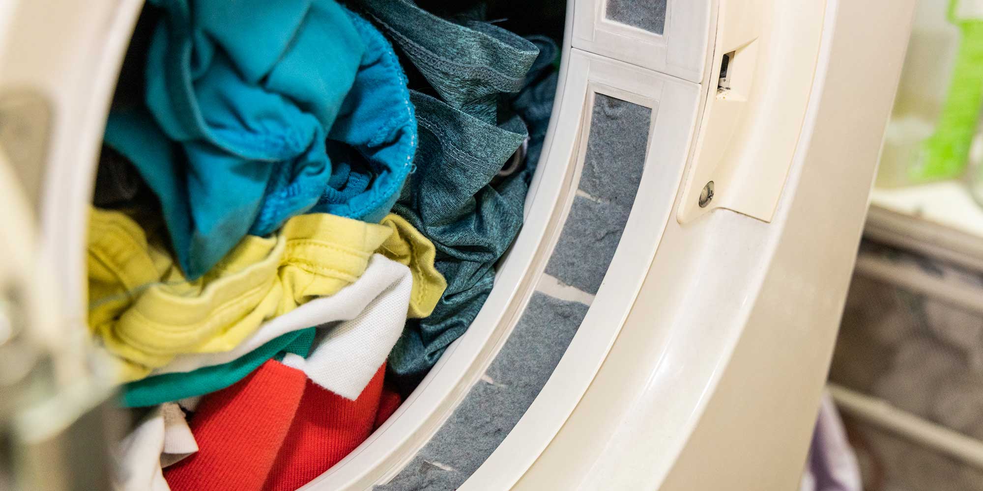 Load of clothes inside a tumble dryer