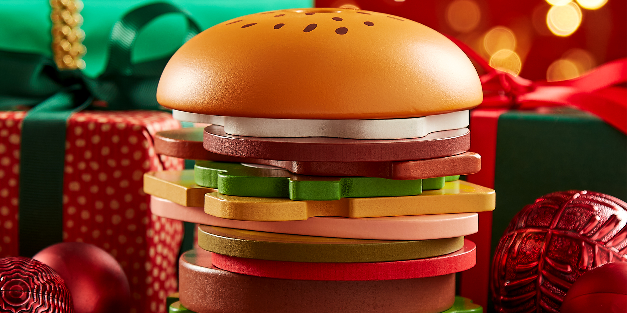 Kitchen Corner Wooden Stacking Hamburger 12 Piece Set