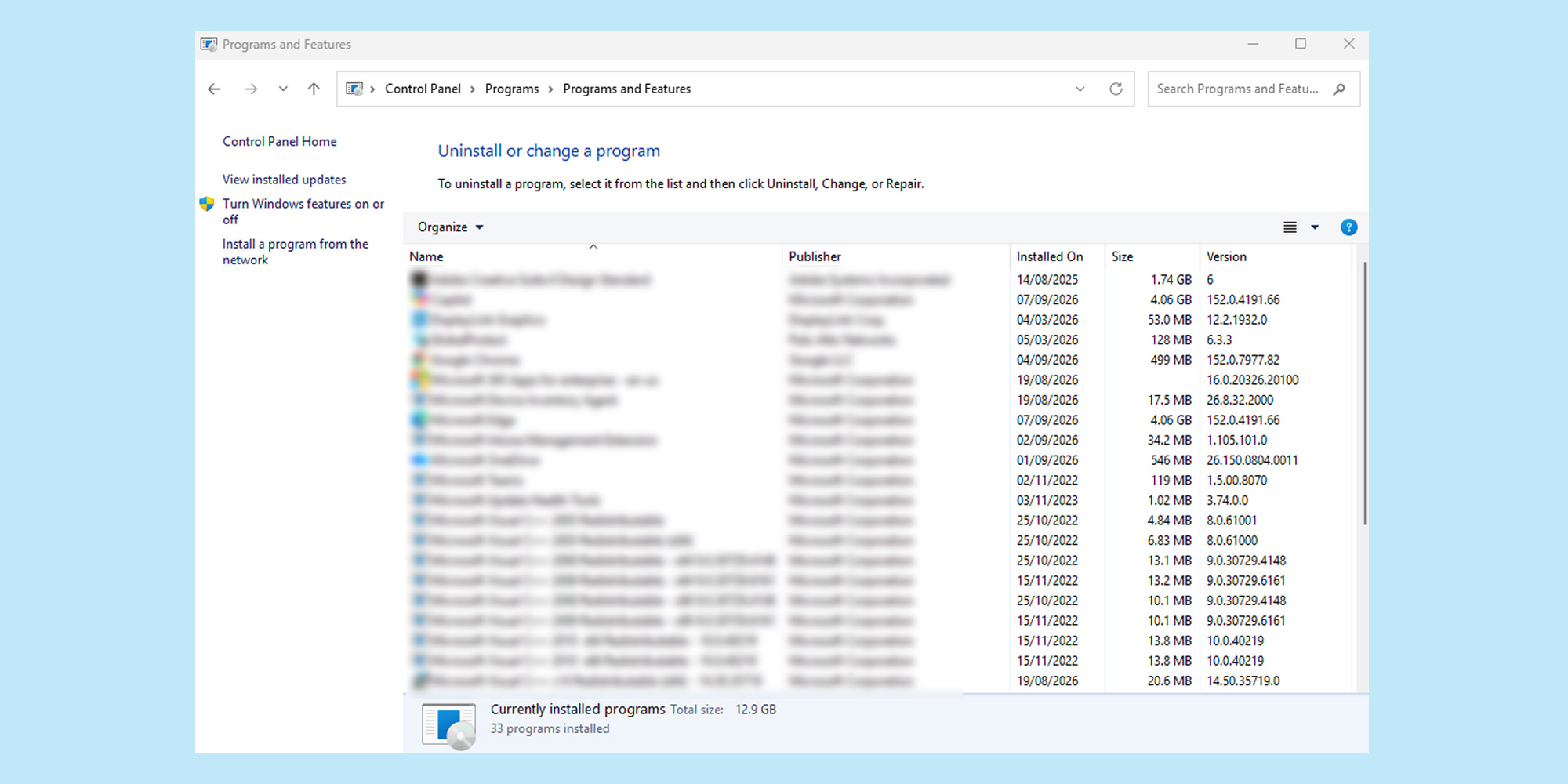 Windows Control Panel screenshot