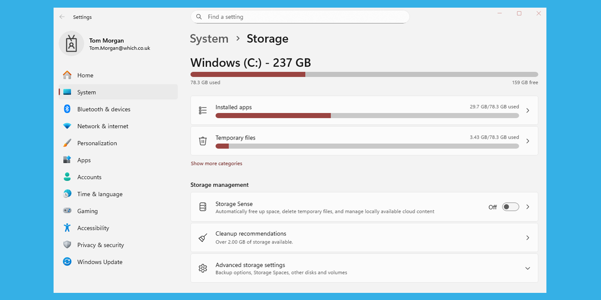 Windows storage