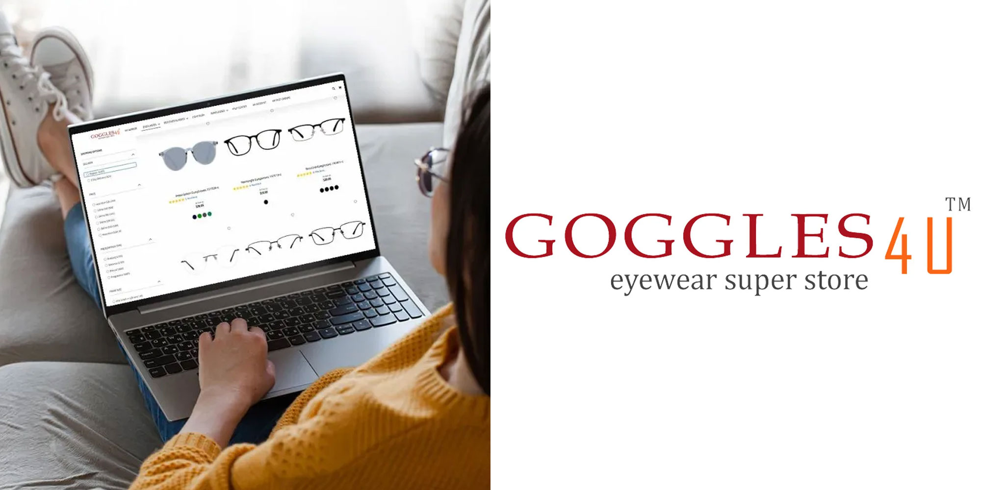 Goggles4U logo and someone using their website