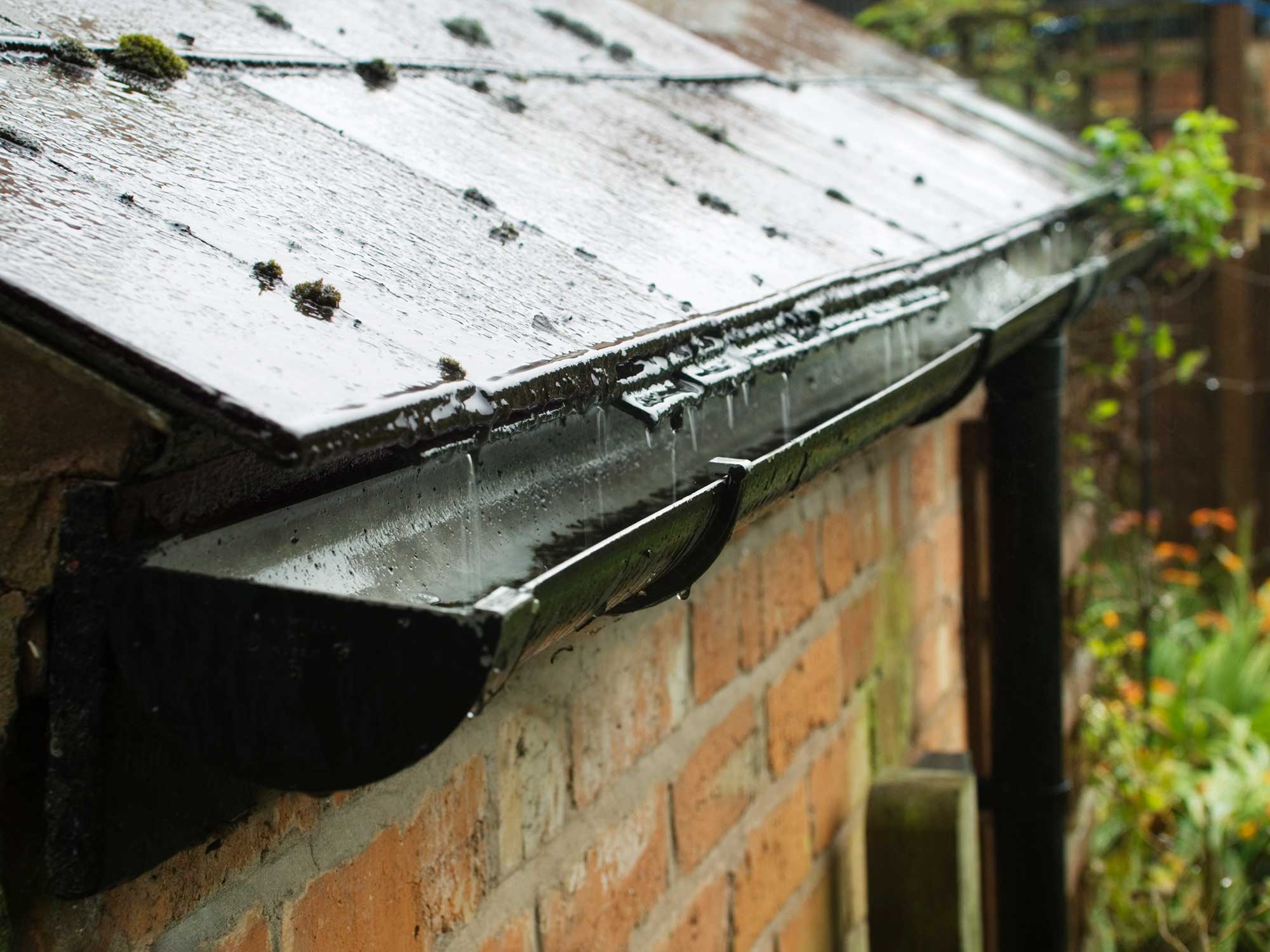 water pouring into gutters