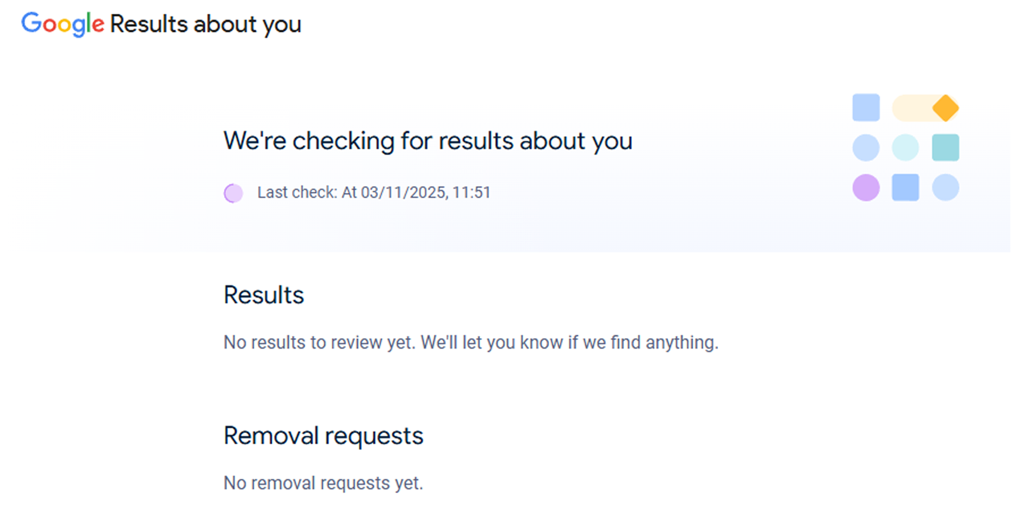 Google's Results About You homepage