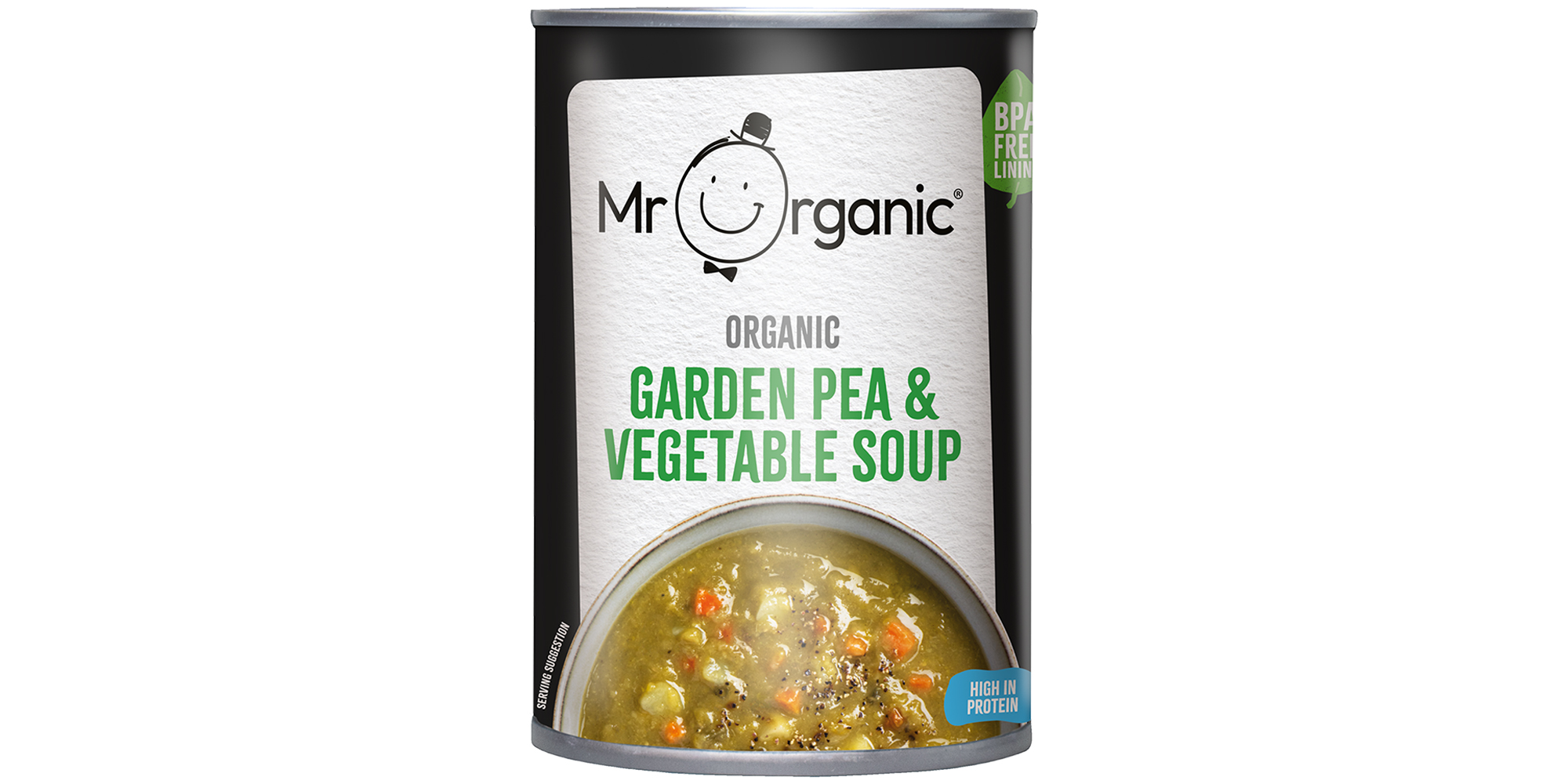 Mr Organic Garden Pea & Vegetable Soup product pack shot.