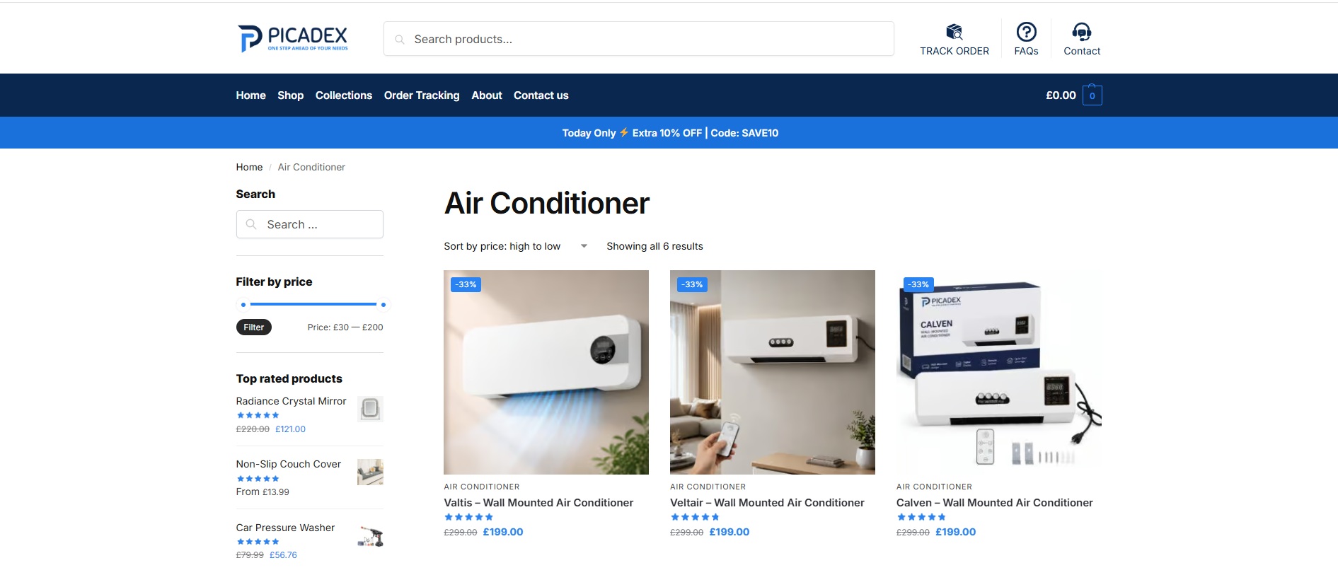 Air conditioners for sale on the Picadex website