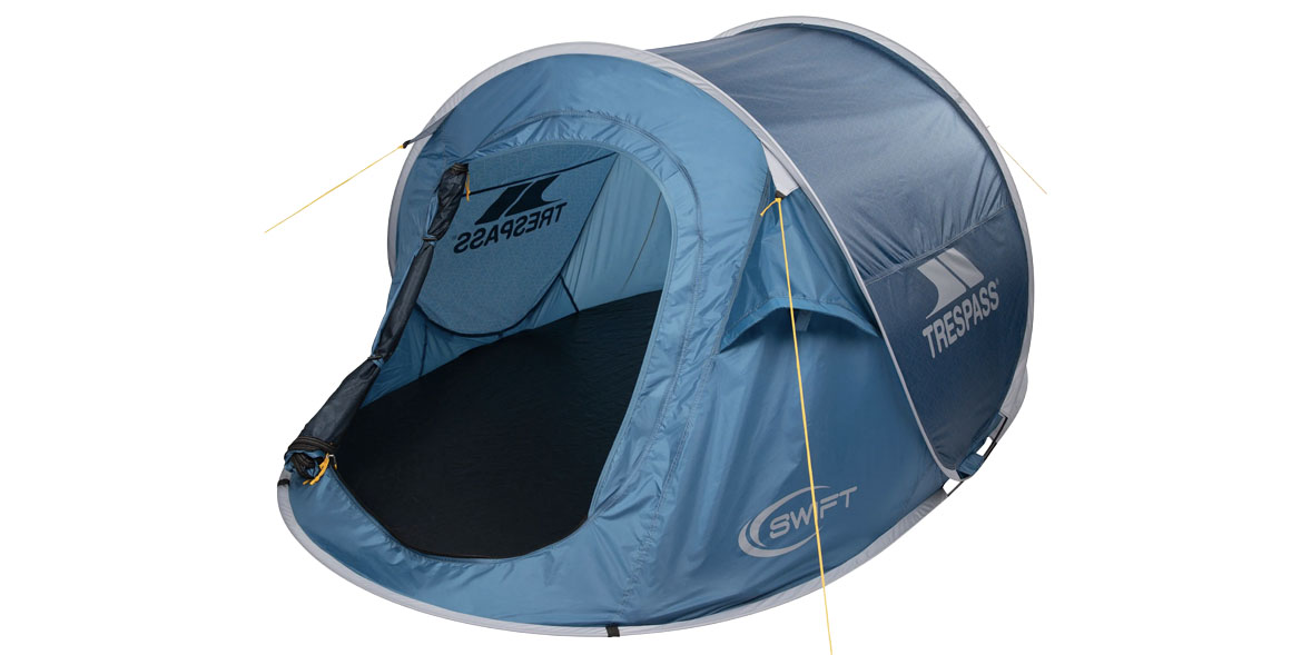 Trespass Waterproof 2 Man Pop Up Tent Patterned Swift2