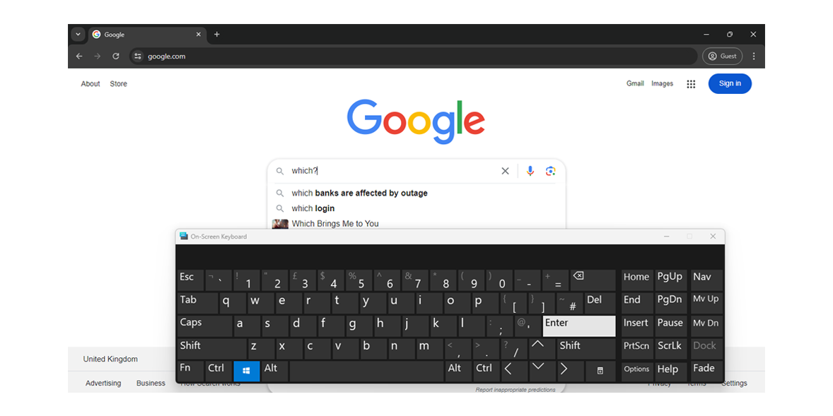 On-screen keyboard on Windows 11