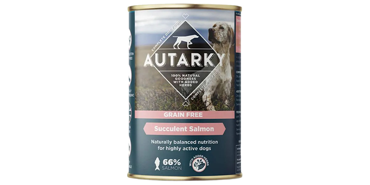 Can of Autarky salmon dog food