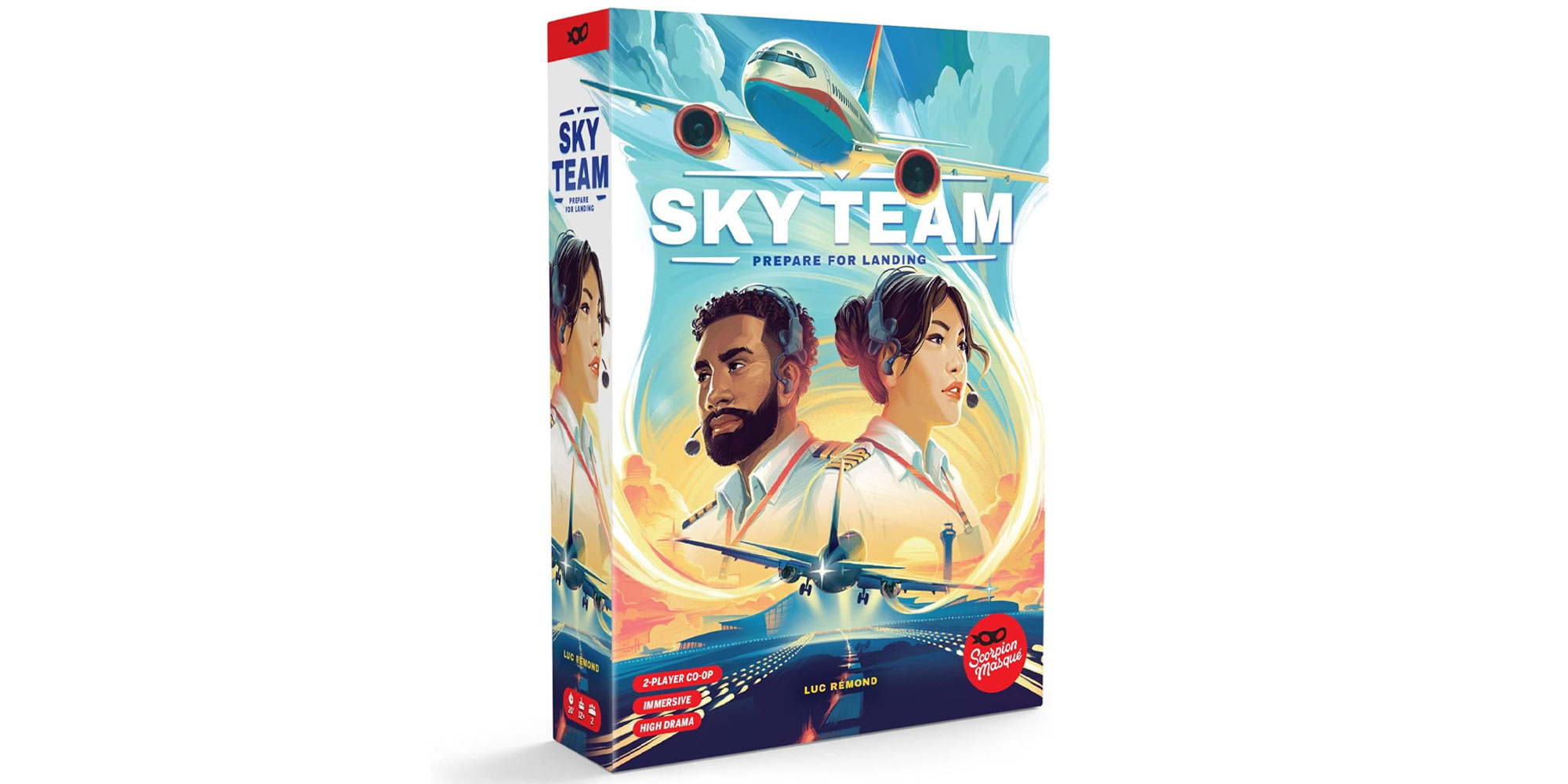 Sky team board game box featuring images of two pilots.