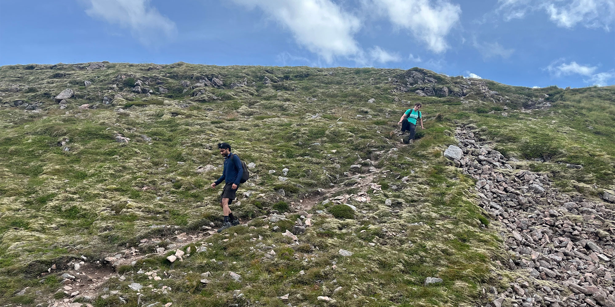 clambering down a Highland mountain