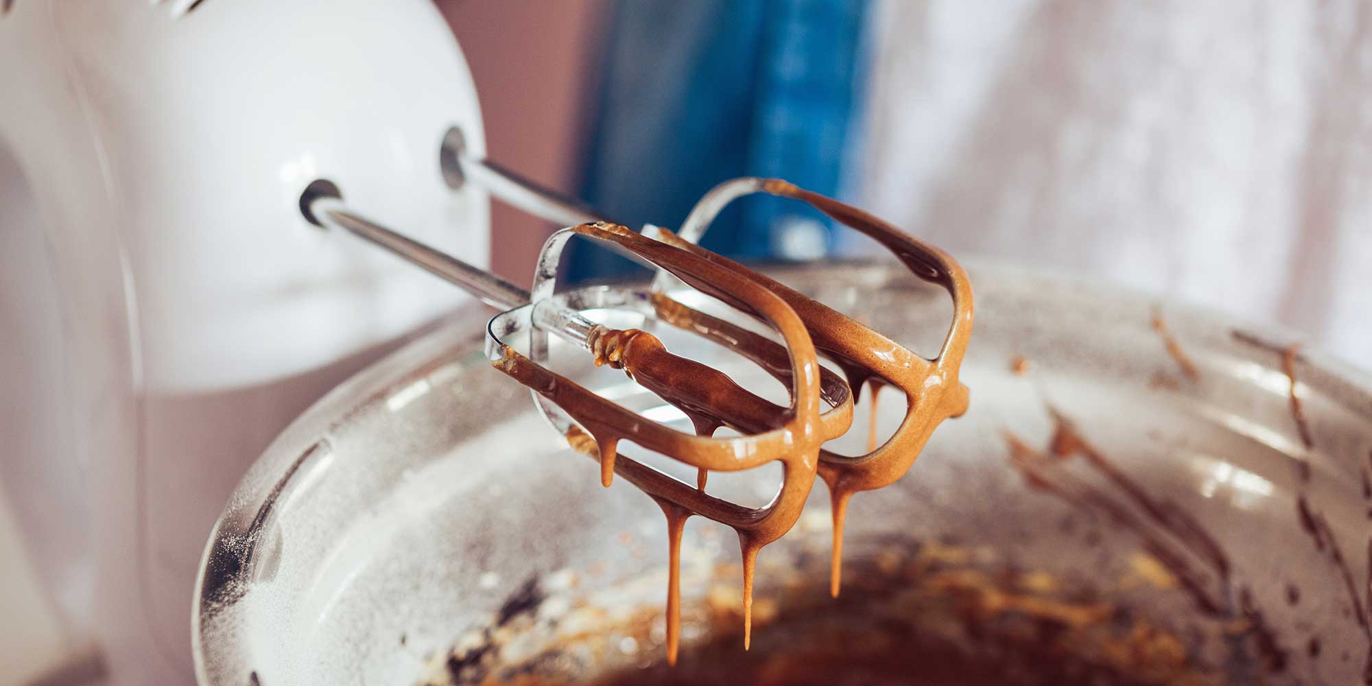 The whisks of a hand mixer