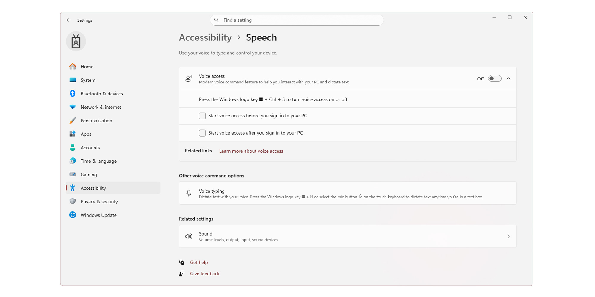 Voice Access on Windows