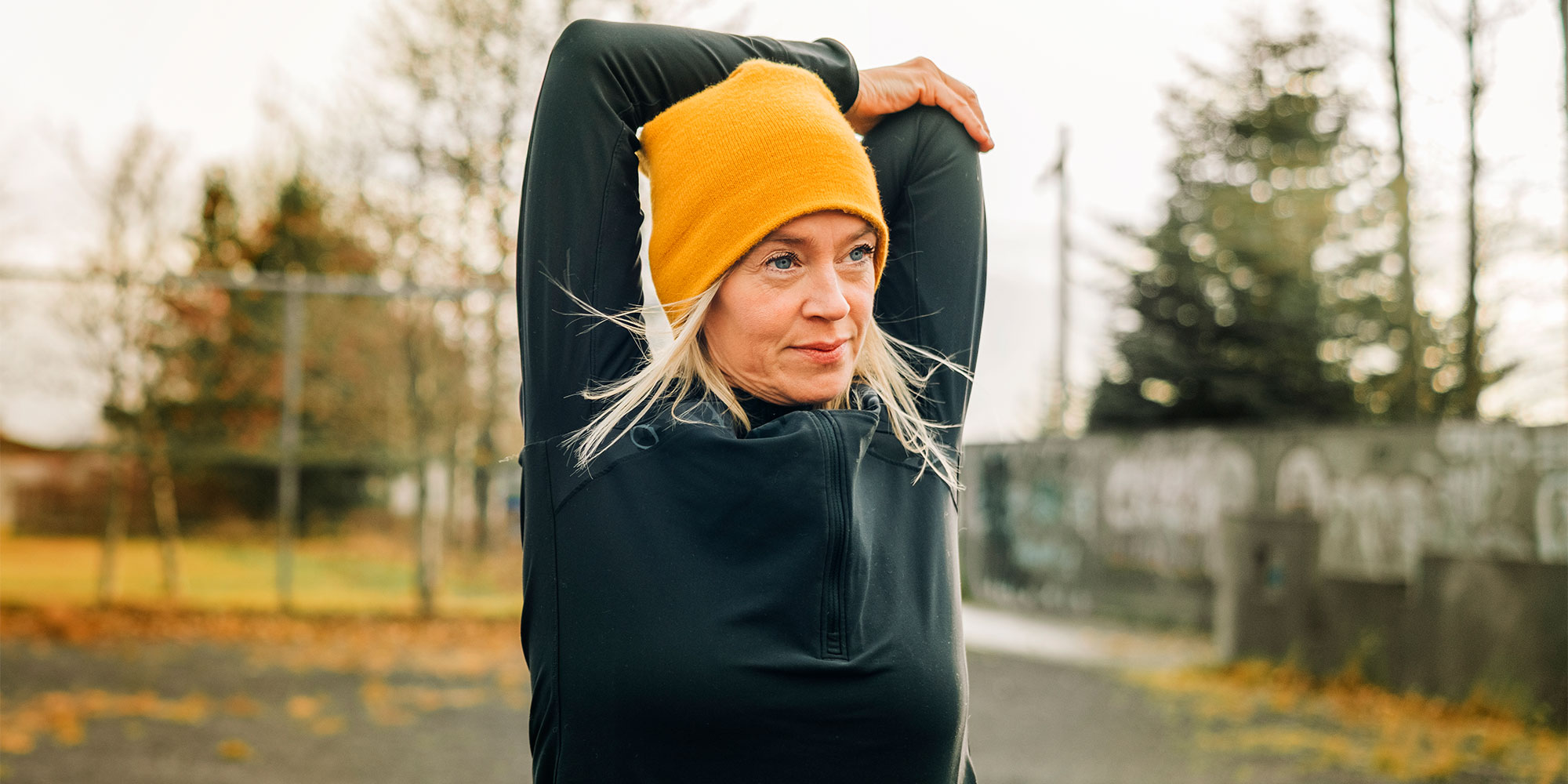 mature woman exercising outdoors