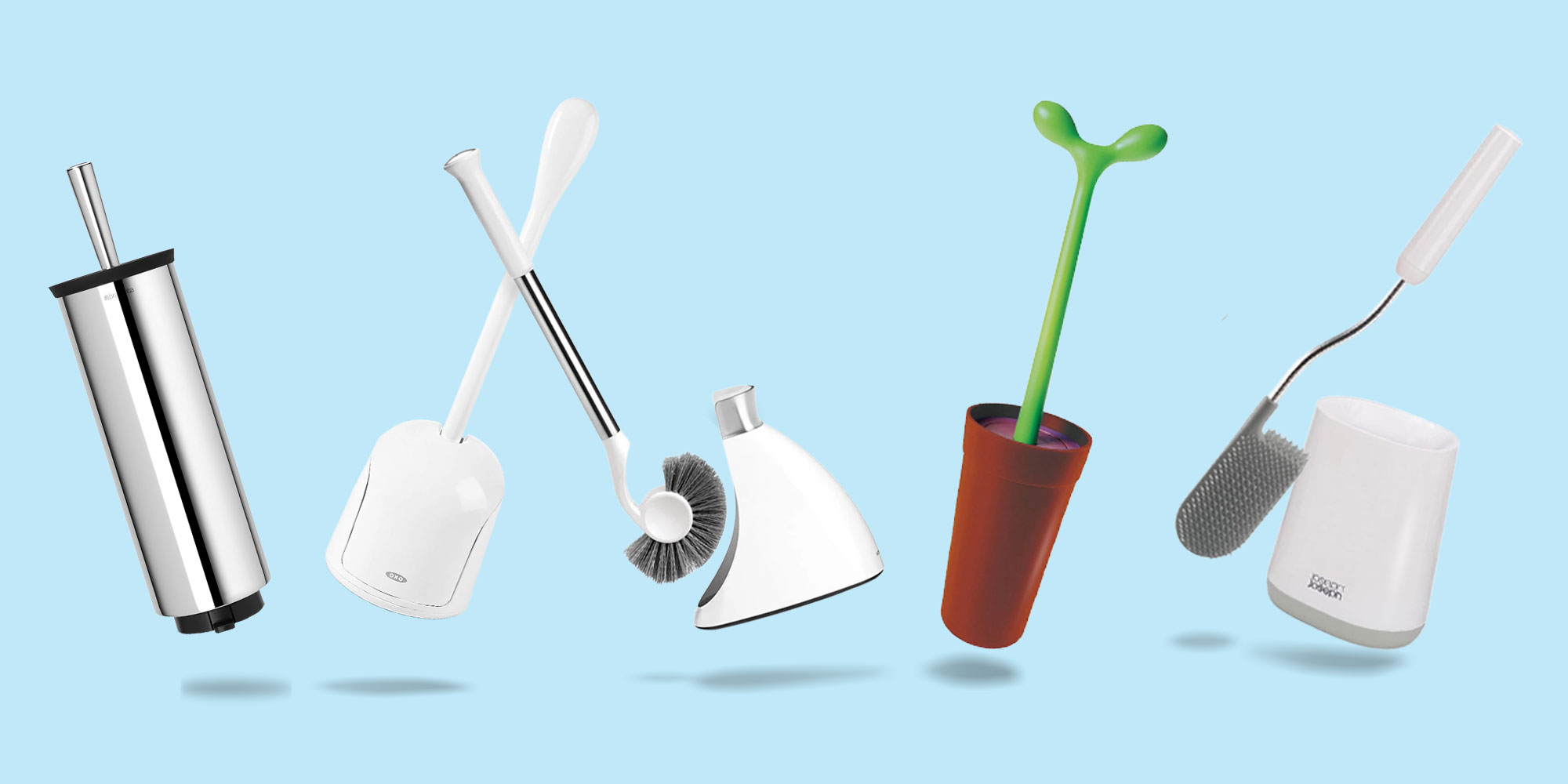 A line-up of some of the toilet brushes we tested