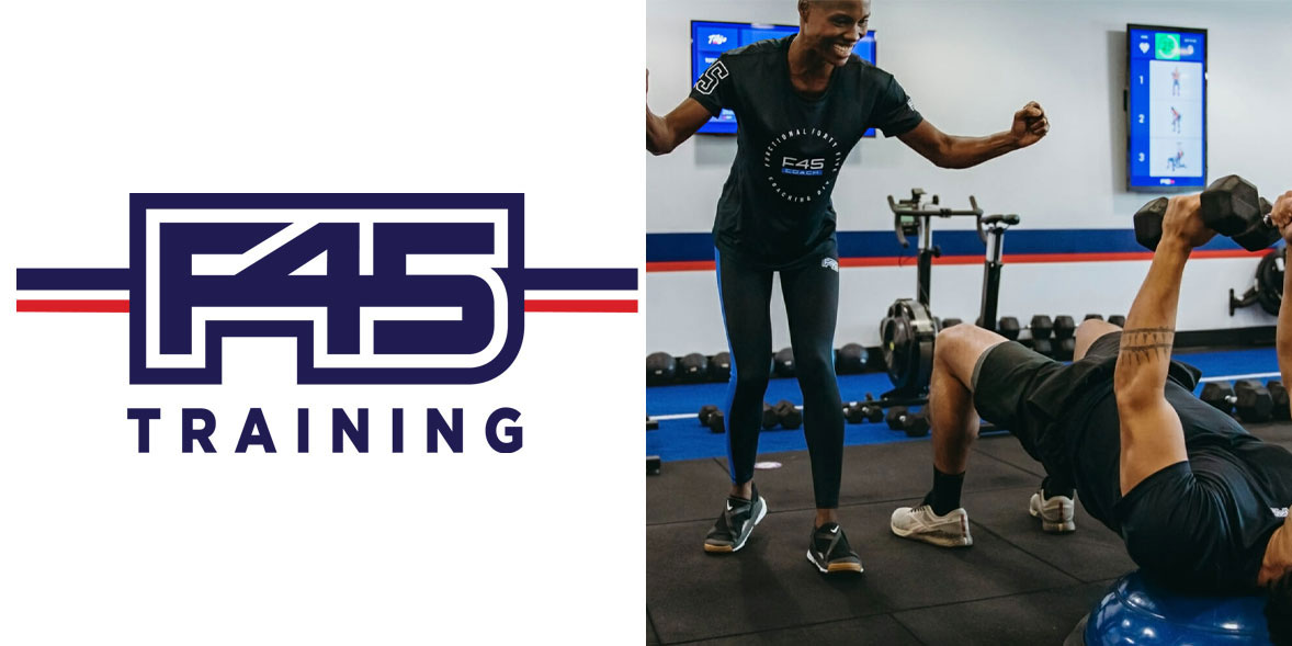 F45 Training review gym training room with weights 
