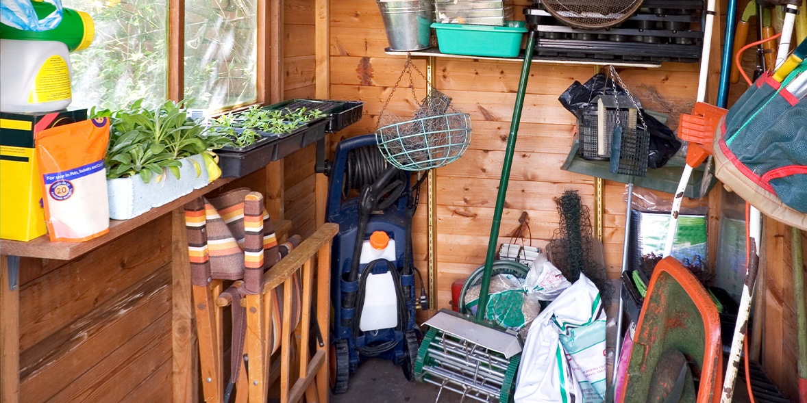 Garden chairs in a shed