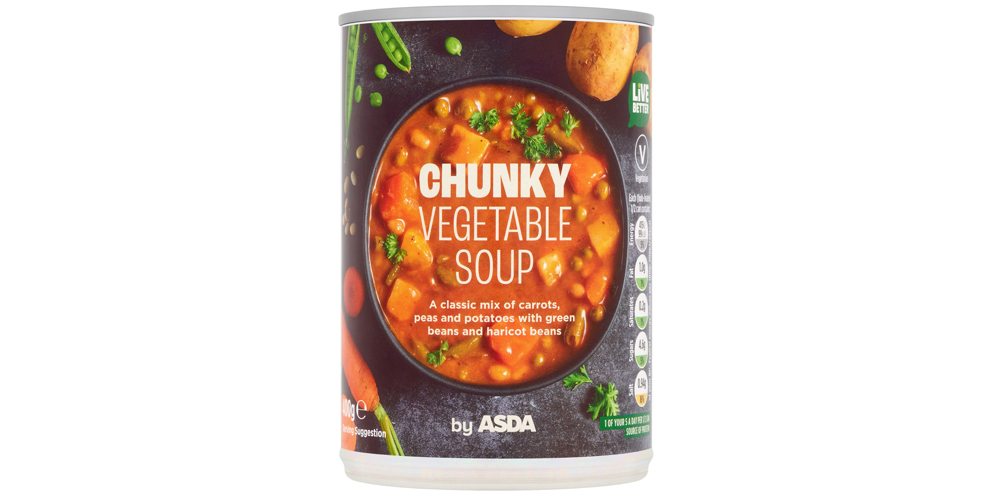 ASDA Chunky Vegetable Soup product pack shot.