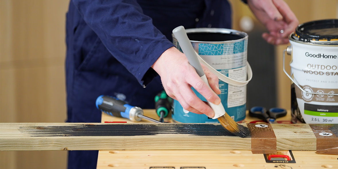 Staining a piece of decking
