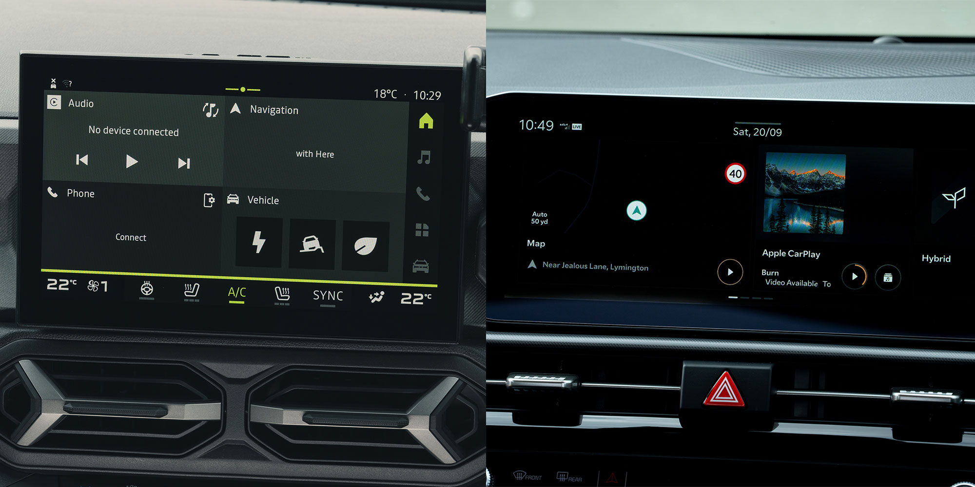 The touchscreens of the Dacia Bigster and Kia Sportage, side-by-side