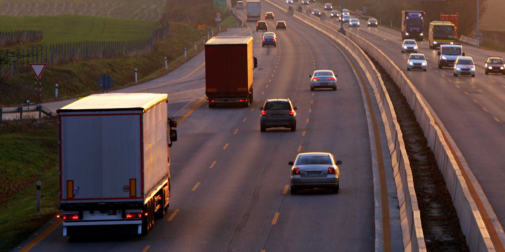 Motorway with car hogging the middle lane
