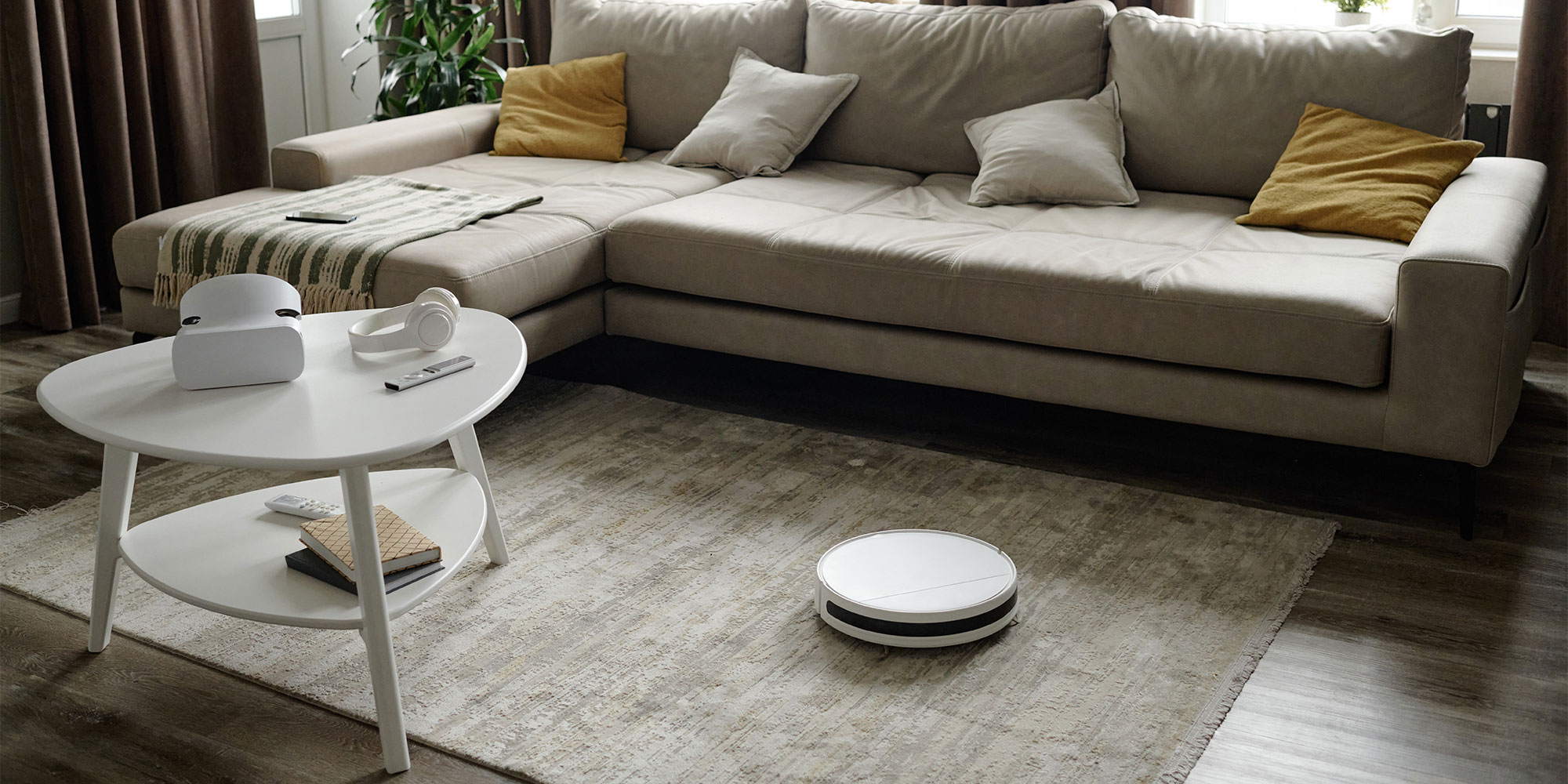 A robot vac in a living room