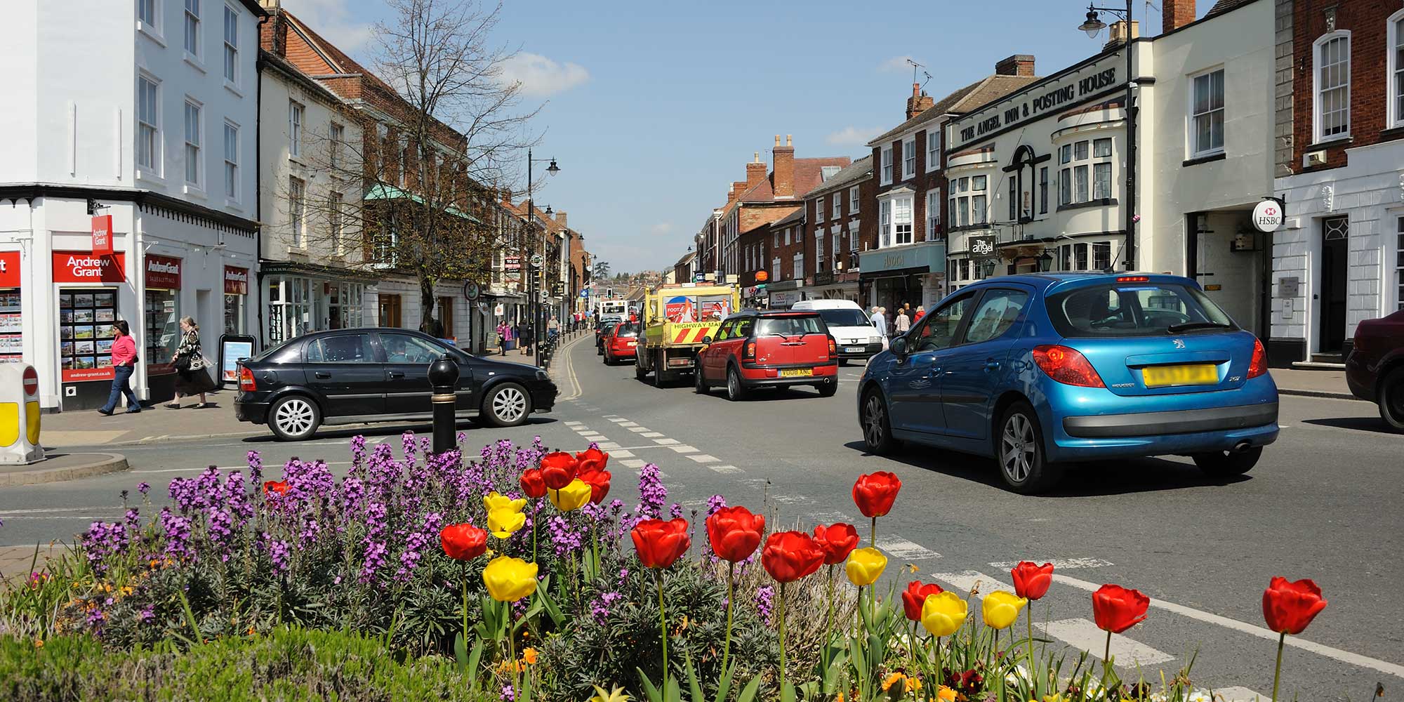 Heavy traffic in village