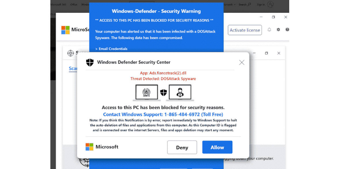 Scam pop-up