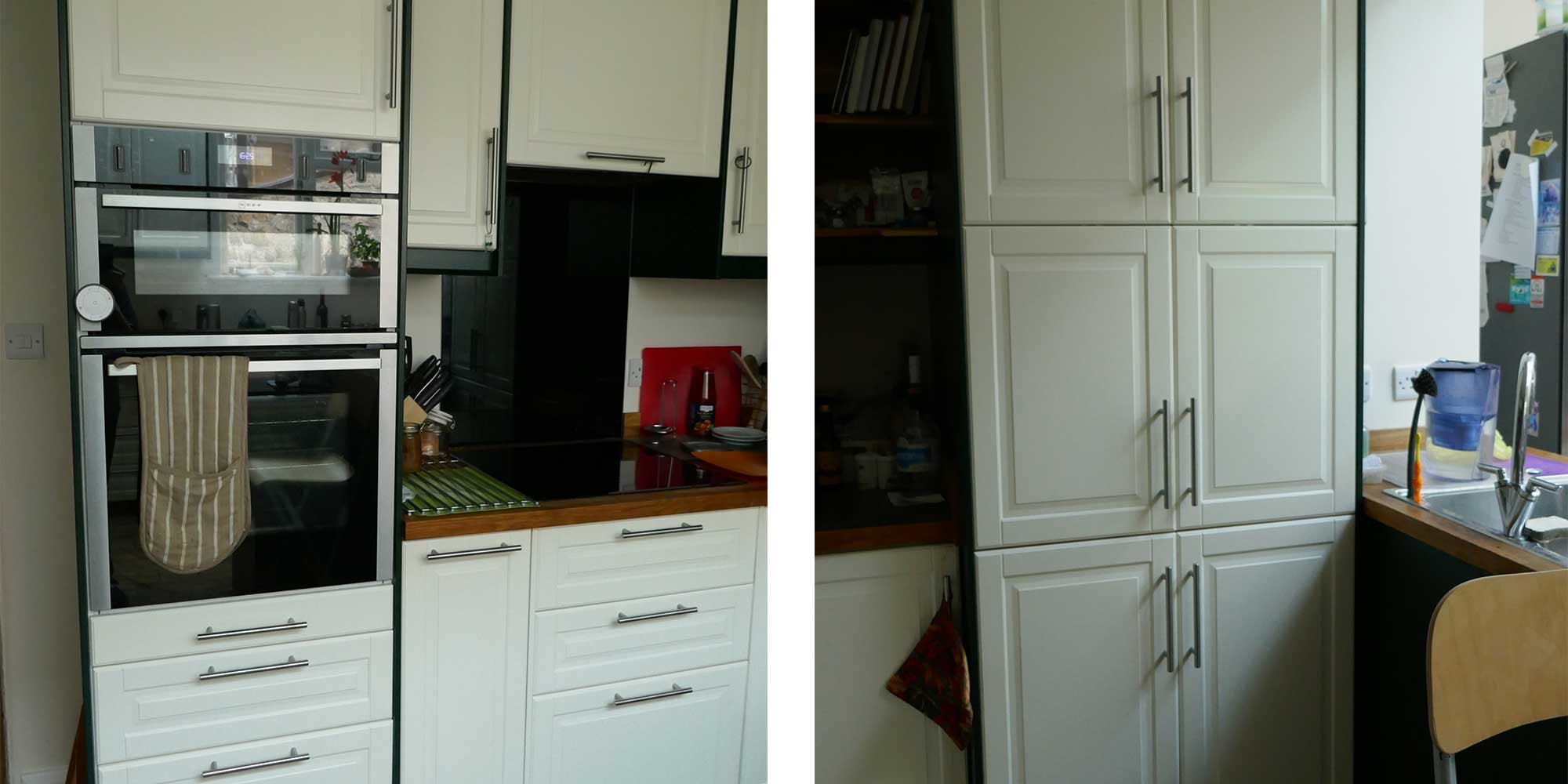 Two photos of Miranda's kitchen