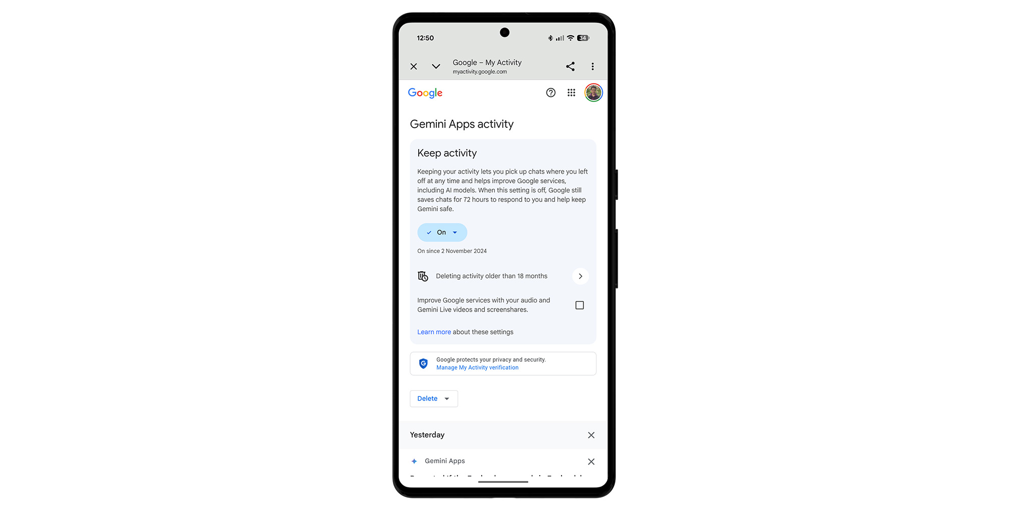 Gemini mobile settings