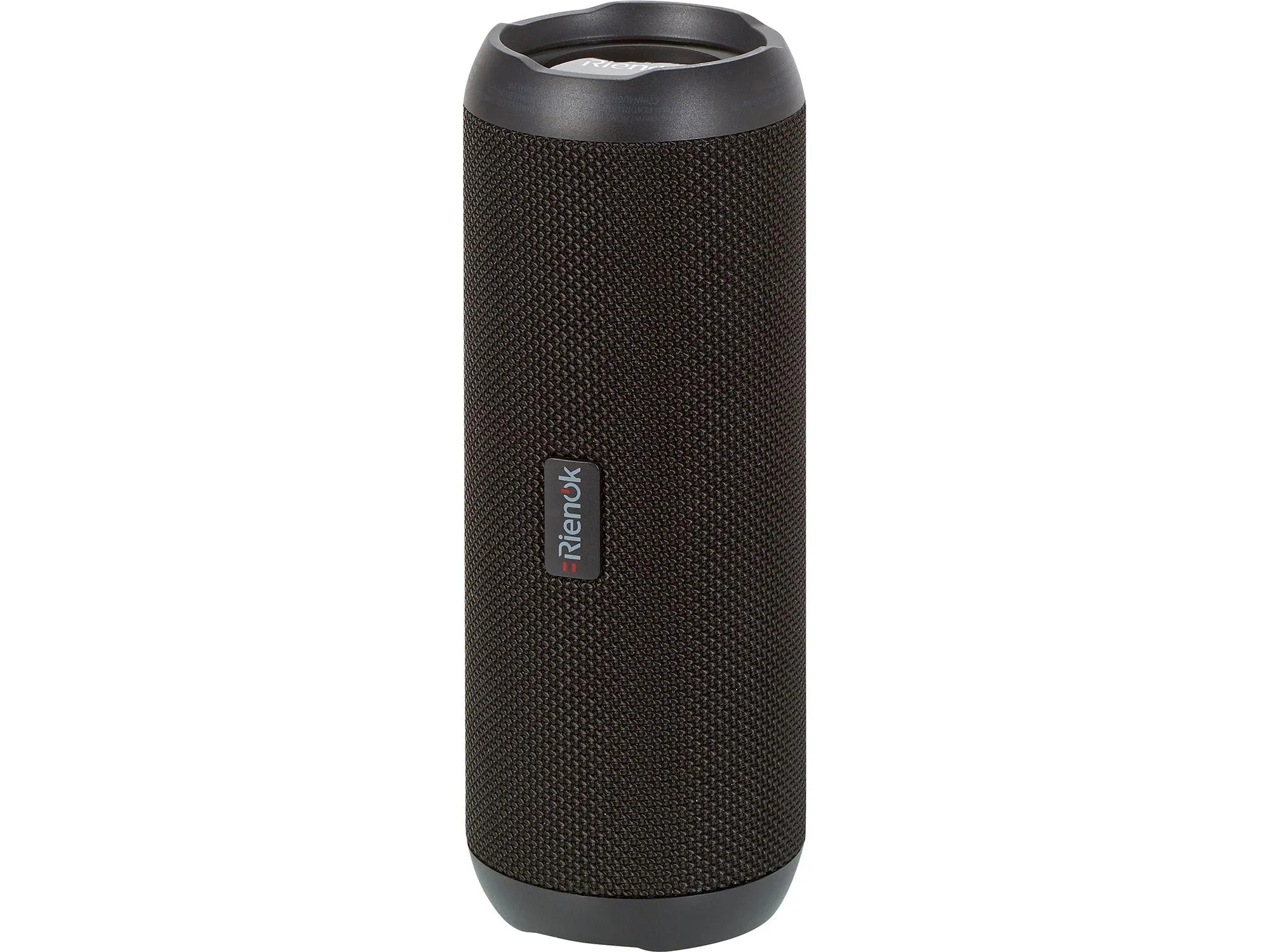 Rienok S1 Bluetooth speaker. Black plastic and mesh cyclinder speaker
