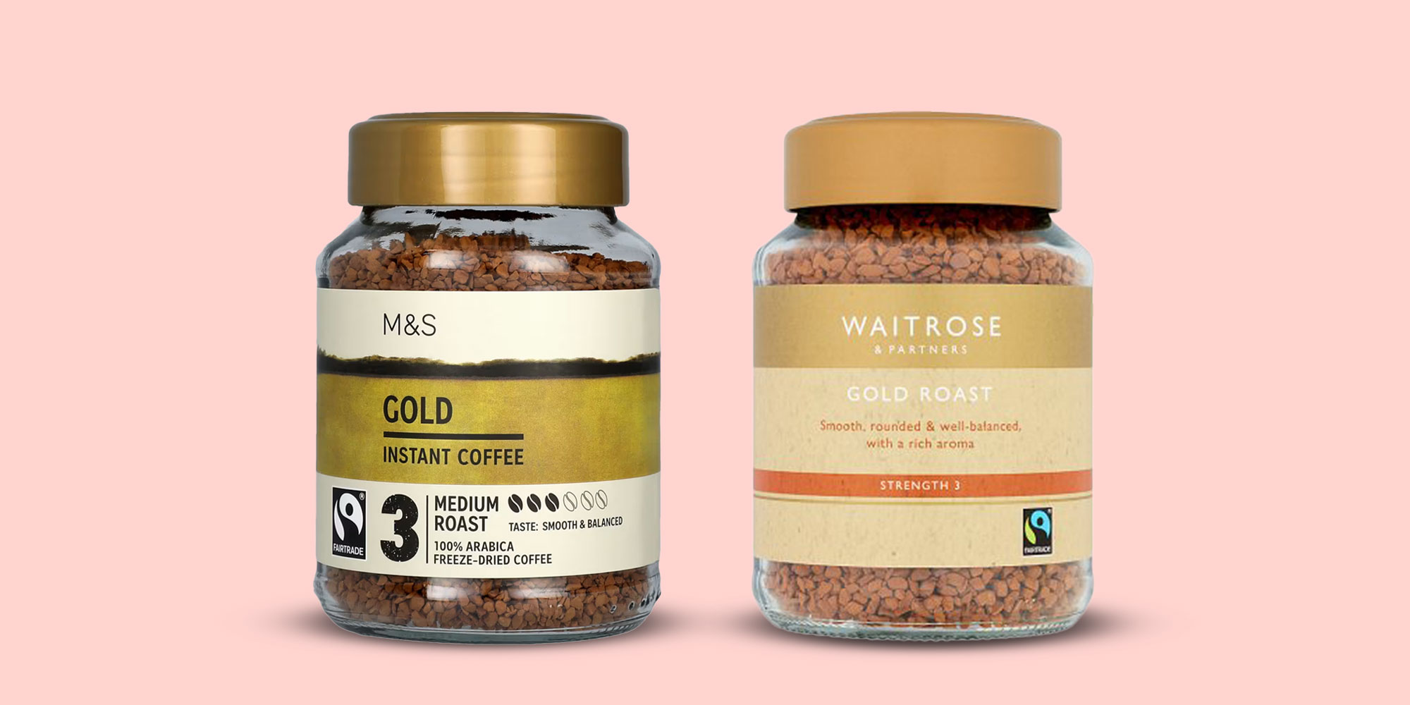 2 x jars of Gold instant coffee by Waitrose and M&S 