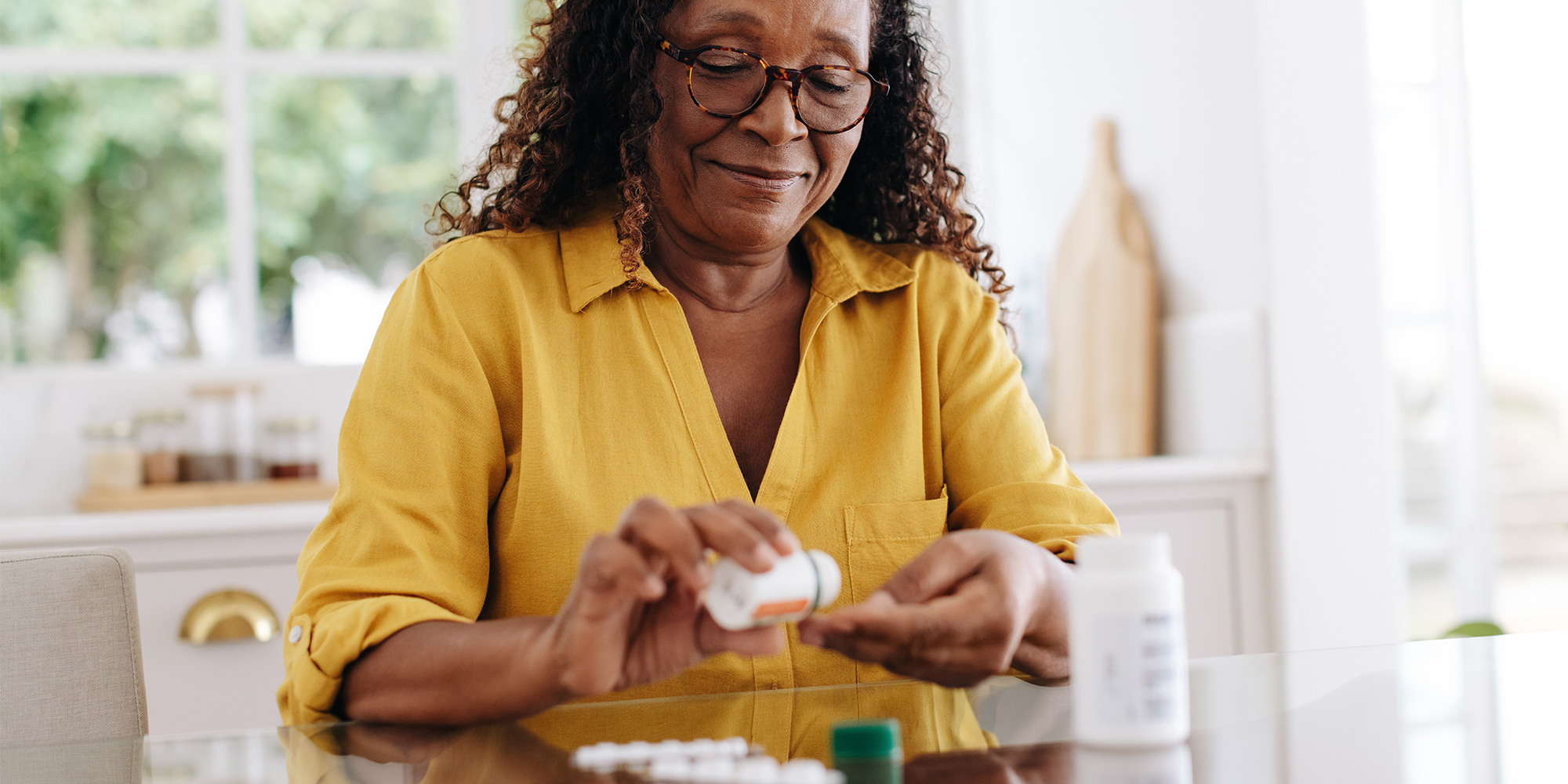 Lady taking medication