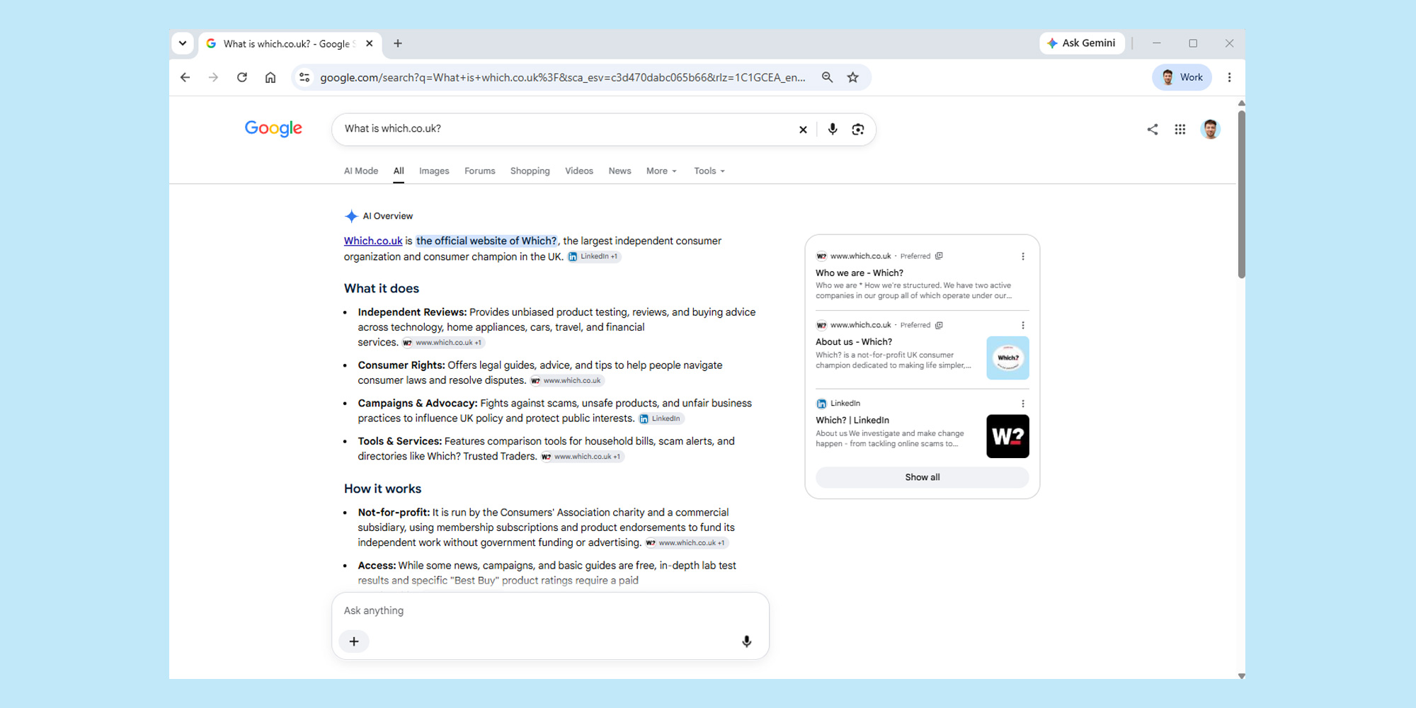 AI overview in Google Search