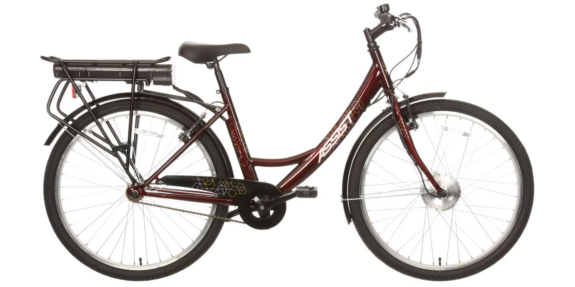 Brown assist step-thru electric hybrid bike