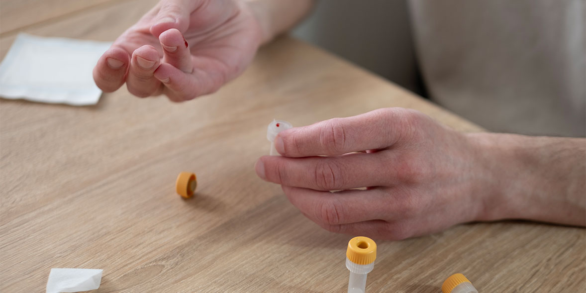 Finger prick blood sample collection