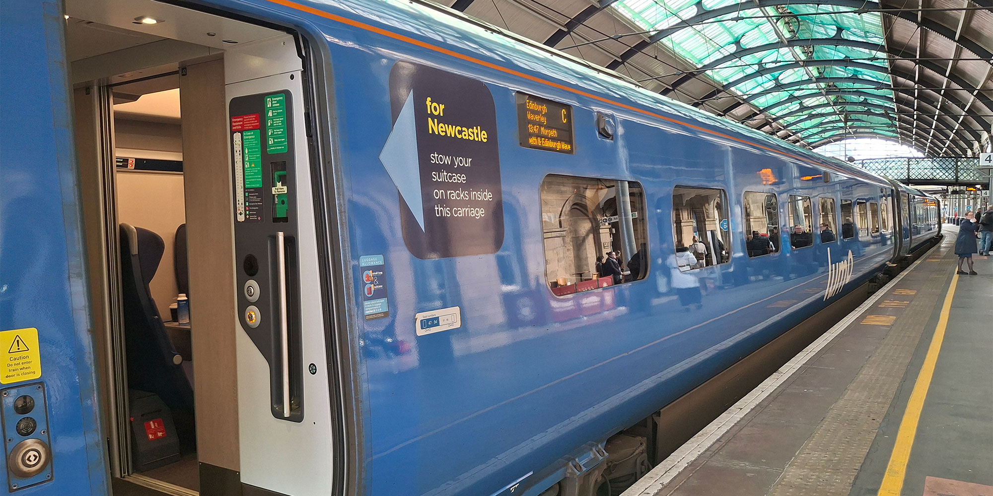 Lumo train at Newcastle station platform