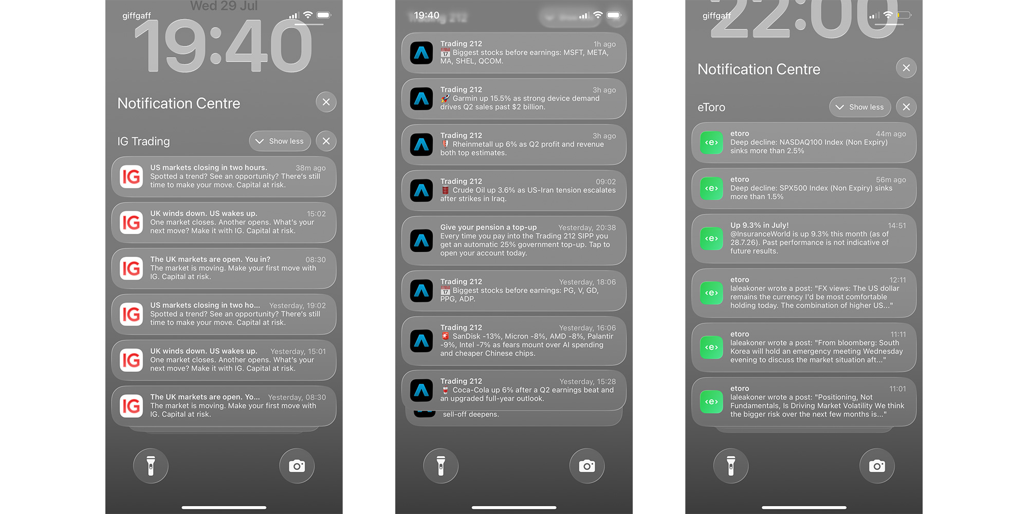 My phone lit up with screenshots from the apps