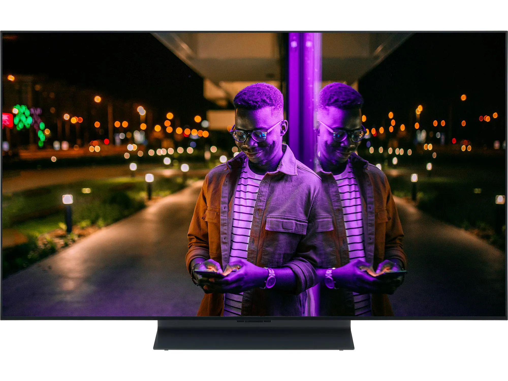 LG OLED55C54LA TV with black central stand