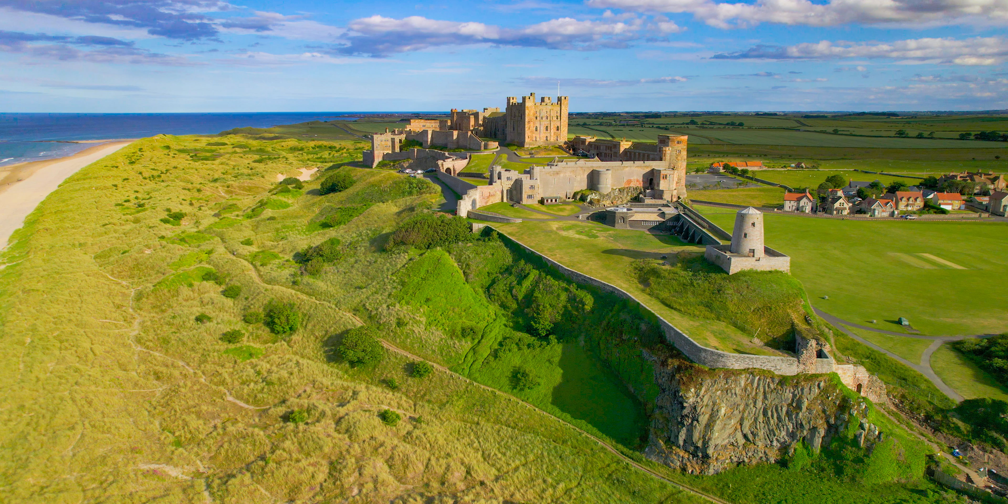 Bamburgh castle and beach